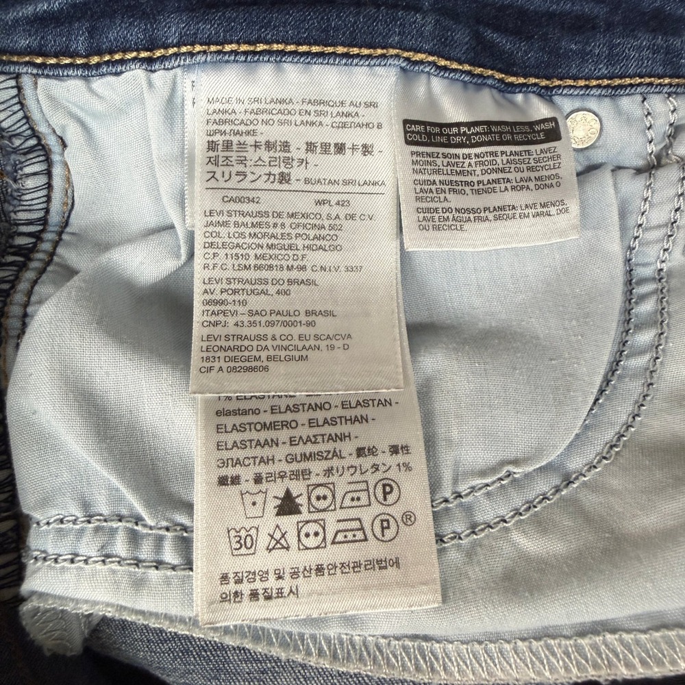 Levi's Mid Rise Skinny Jeans Size 16S Blue Denim Stretch W33 L30 Medium Wash Pan - Picture 4 of 11